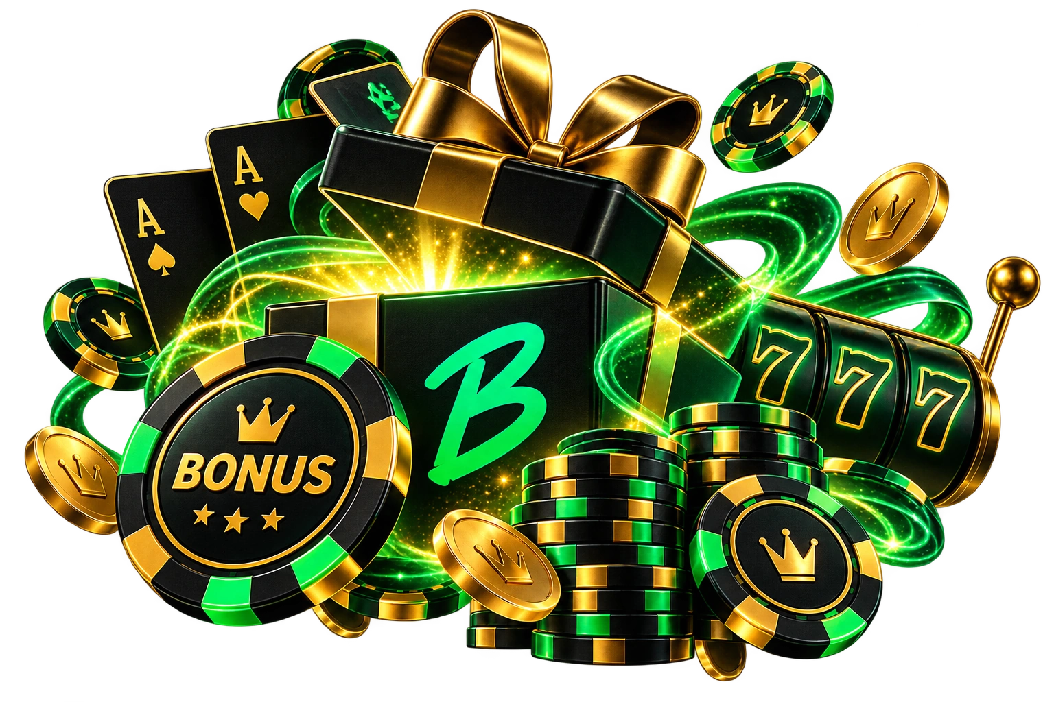Betinia Casino bonuses with casino chips, cards, coins and bonus rewards